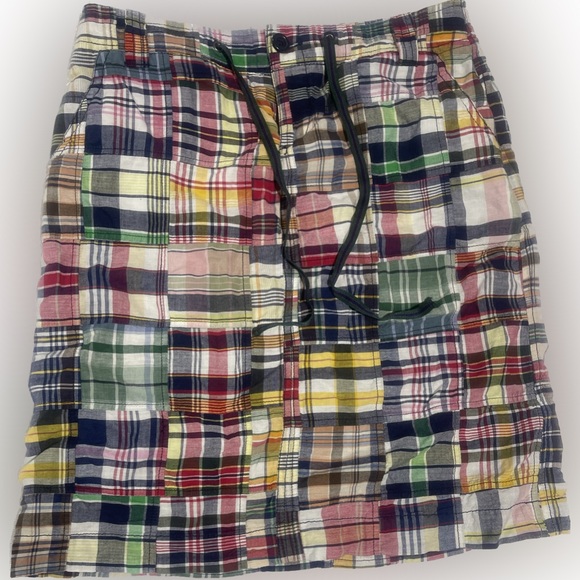 J Crew Women's Patchwork Plaid Button Zip Fly Front Mini Skirt size 2 - Picture 1 of 3